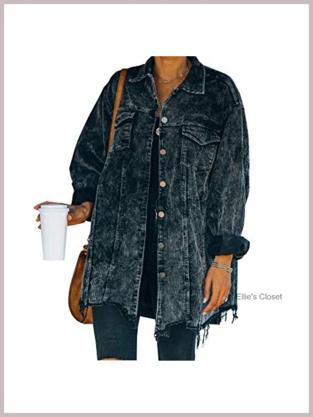 Women's Corduroy Jacket Retro Oversized Coat with Pockets